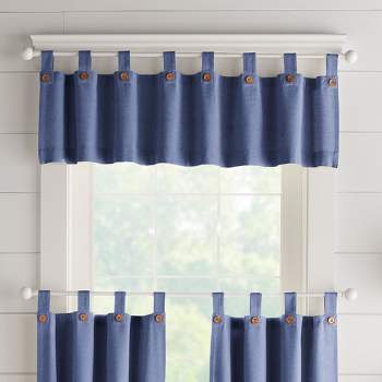 Tucker Solid Button Tab Top Window Kitchen Valance - Elrene Home Fashions
