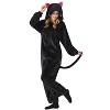 Joyfy Halloween Black Cat Pajama Hooded Jumpsuit Costume for Adult, Animal Halloween Costume Dress Up for Women Men - 4 of 4