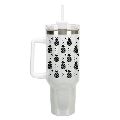 100 North Pineapple Fruit Happy Summer Vibes 40 oz. Stainless Steel, Large Water Bottle Coffee Mug, Spill & Leak Resistant, Thermal Travel Tumbler