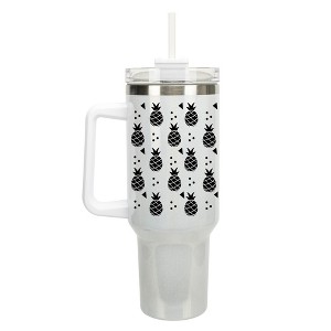 100 North Pineapple Fruit Happy Summer Vibes 40 oz. Stainless Steel, Large Water Bottle Coffee Mug, Spill & Leak Resistant, Thermal Travel Tumbler - 1 of 1