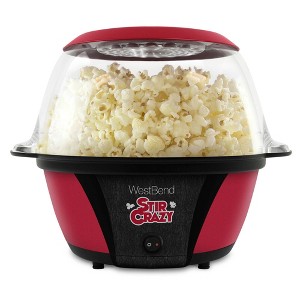 West Bend Stir Crazy Popcorn Maker Machine, Clear Red Black
