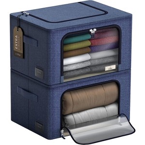 Sorbus 2 Pack Jumbo Foldable Storage Box - Metal Frame, Oxford Fabric with Clear Window & Handles - for Bedding Linen, Clothing & More - 1 of 4