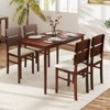 Costway 5 PCS Dining Table Set for 4 Farmhouse Wooden Table & 4 Upholstered Chairs - 2 of 4