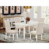 HomeStock 5-Pc Linen White Finish Solid Wood Top - Rectangular Button Tufted Dining Room Set with Butterfly Leaf - Seats 4 - 2 of 4
