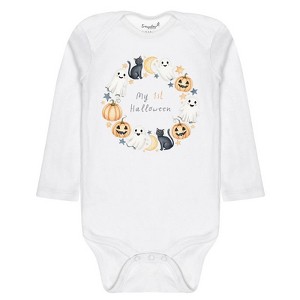 Everyday Kids “My 1st Halloween” Long Sleeve Baby Onesie – Cute Ghost and Pumpkin Print – Soft Cotton Bodysuit for Newborns and Infants - 1 of 3