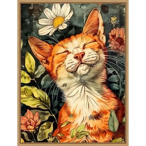 Amanti Art Kitty Daisy by Justyna Jaszke Framed Canvas Wall Art - 1 of 4