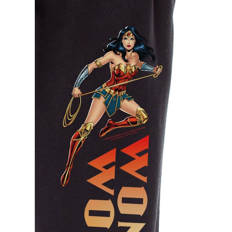 DC Womens' Wonder Woman Classic Comic Design Logo Sleep Pajama Pants Black, 3 of 4