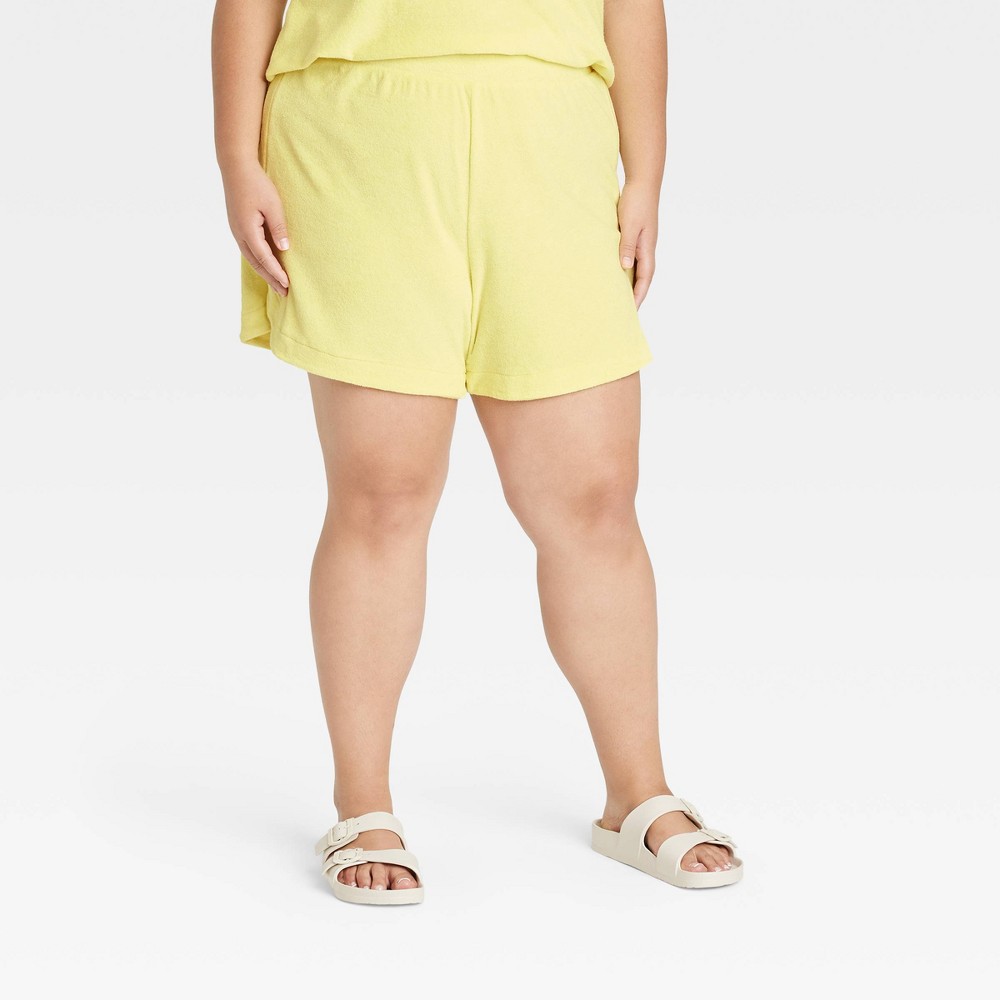 Women's Plus Size Mid-Rise Pull-On Shorts - A New Day Yellow 1X