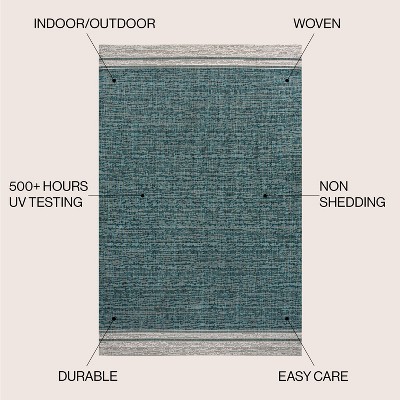 Turquoise and Cream 4' x 6' Solid Synthetic Area Rug