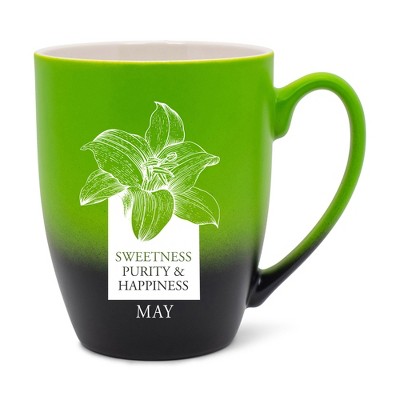 Elanze Designs Sweetness Purity And Happiness Two Toned Ombre Matte Green and Black 12 ounce Ceramic Stoneware Coffee Cup Mug