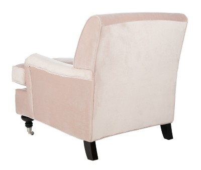 Blush Pink Velvet Contemporary Arm Chair with Espresso Birch Legs