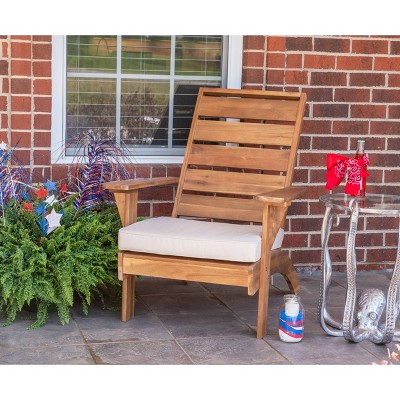 Rockport Brown Acacia Outdoor Chair with Beige Cushions