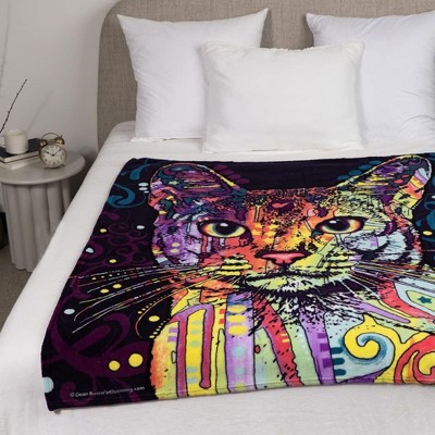 Dean Russo Multicolor Cat Fleece Throw Blanket for Pets and Kids