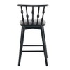 Set of 2 Modern Wooden Barstools with Upholstery,Indoor Bar Stools with Hourglass Backrest for Kitchen, Black Bar Stools with Cushioned Seat-Koiai - 4 of 4
