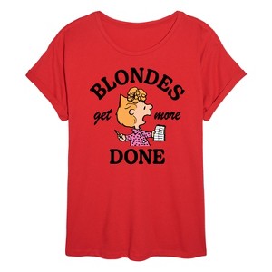 Women's - Peanuts - Blondes Get More Done Oversized Graphic T-Shirt - 1 of 4