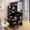 Makeup Vanity, Dressing Table With 4 Drawers & Storage Shelves, Makeup Table With LED Lighted Mirror, 3 Color Modes & Adjustable,  For Bedroom Black - 2 of 4