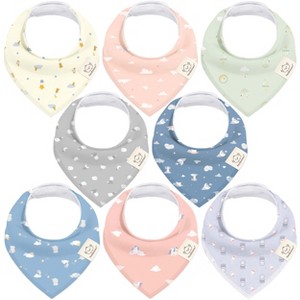 8pk Organic Baby Bandana Bibs, Baby Drool Bibs for Baby Boy, Girl, Baby Bibs for Infant, Newborn - 1 of 4
