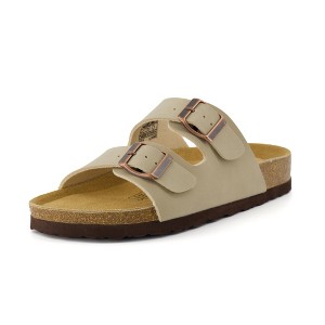 CUSHIONAIRE Lane Cork Footbed Sandals for Women –Comfortable Double Buckle Slip-On with Genuine Suede Footbed & Arch Support Slides for Women Footwear - 1 of 4