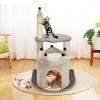 EROMMY Cat Tree, Small Cat Tower with Scratching Post and Cat Condo, Grey - 2 of 4