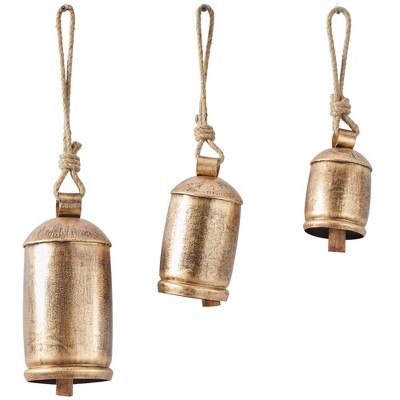 Set Of 3 Iron 5 Rustic Bells Bronze - Olivia & May : Target