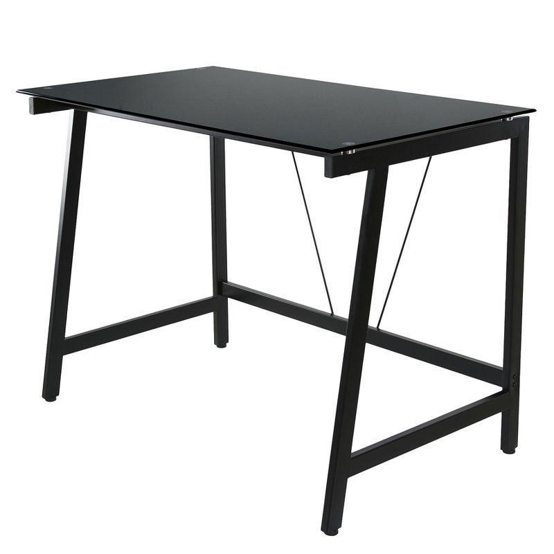 Contemporary Glass Writing Desk, Steel Frame - Onespace, 1 of 11