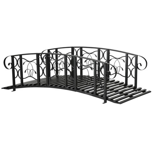 Outsunny 6' Metal Arch Backyard Garden Bridge with 660 lbs. Weight Capacity, Safety Siderails, Vine Motifs for Backyard Creek, Stream, Pond - image 1 of 4