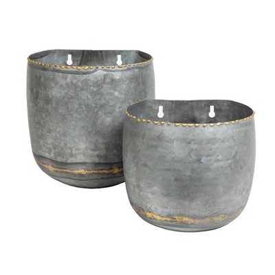 2pc Wall Mounted Planter Set Galvanized Metal - Danya B.