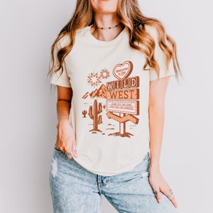Simply Sage Market Wild West Distressed Short Sleeve Tee - XS - Cream - 1 of 4