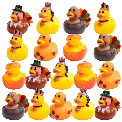 Joyfy 18PCS Thanksgiving Rubber Ducky Bath Toys, Thanksgiving Party Favor Gifts, Fun Rubber Bath Duck Toys for Kids & Toddlers Boys Girls