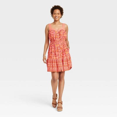 Women's Sleeveless Dress - Knox Rose Orange Floral L