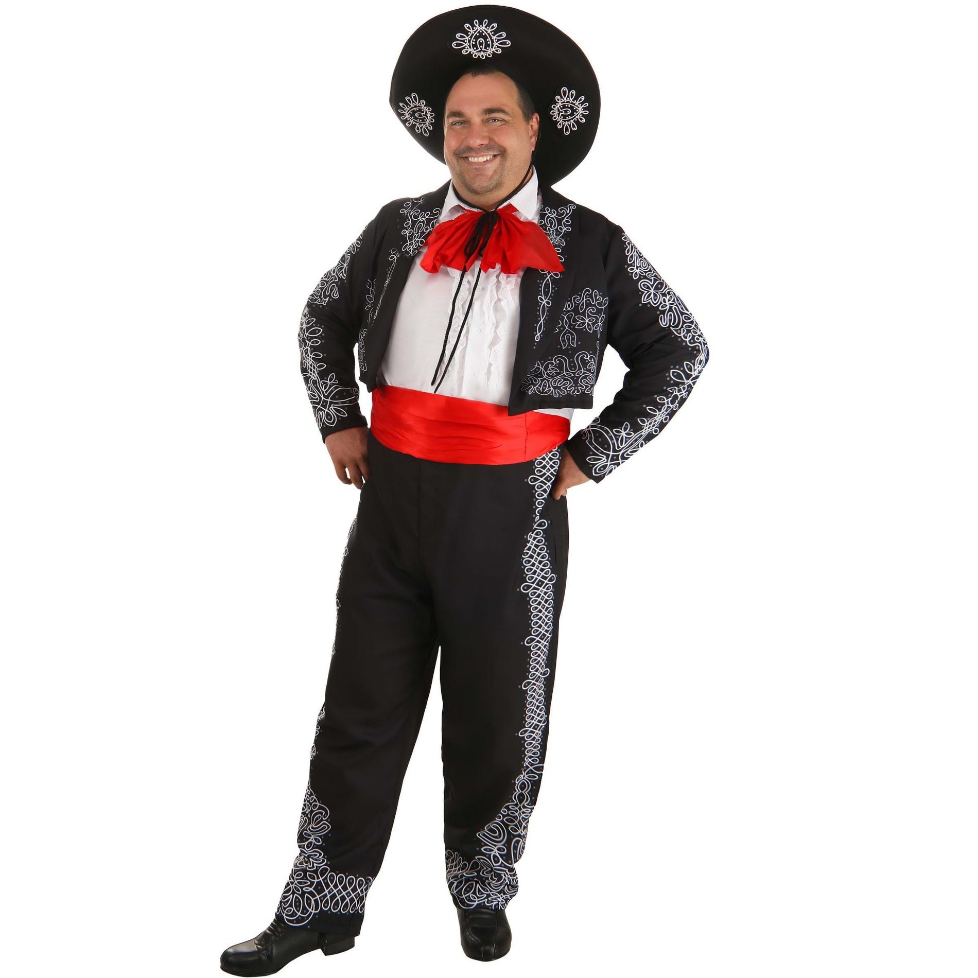 HalloweenCostumes.com 3X  Men  Men's Plus Size The Three Amigos Halloween Costume, Black/White/Red