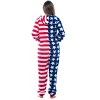 #followme Womens One Piece American Flag Adult Bodysuit Hooded Pajamas - Red, White, & Blue - 3 of 4