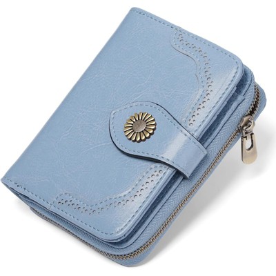 FATMOON Small Women’s Genuine Leather Wallet - RFID Blocking with 7 Card Slots & Zipper Coin Pocket ID Window,for Daily,Travel & Shopping