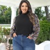 Anna-Kaci Women's Plus Size Sparkle Sequin Sweatshirt Mock Neck Pullover Long Sleeve Glitter Party Tops - 3 of 4