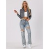 Allegra K Women's Classic Long Sleeve Button Down Trucker Jean Denim Jacket - 3 of 4