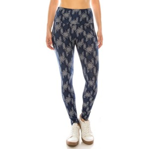 Slickblue Women's High Waist Yoga Leggings, Multi-Printed Knit, Banded Waist, Lined, One Size, Stretch Fit - 1 of 4
