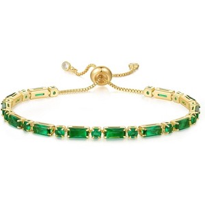 Tennis Bracelet for Women, 14K Gold Plated Cubic Zirconia Adjustable Slider Bracelets Trendy Jewelry Gift - 1 of 4