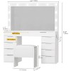10 Drawers Vanity Desk Glass LED Lights Tabletop Makeup Table w/ Power Hub White - 2 of 4