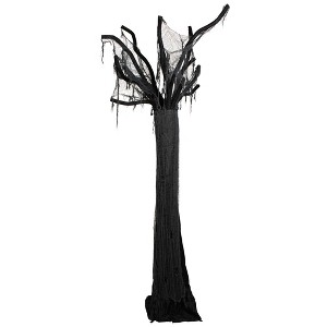Northlight Standing Draped Ghost Tree Halloween Decoration - 7.5' - Black and Gray - 1 of 4