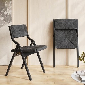 PAGED Wood Folding Dining Chairs Set of 2, Modern Portable Living Room Chair with Woven Seat and Webbing Back for Kitchen, Dining Room - 1 of 4