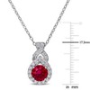 EVERLY JEWELRY | Sterling Silver 1 4/5ct TGW Created White Sapphire and Created Ruby Teardrop Halo Pendant with Chain, 18 inc - 2 of 4