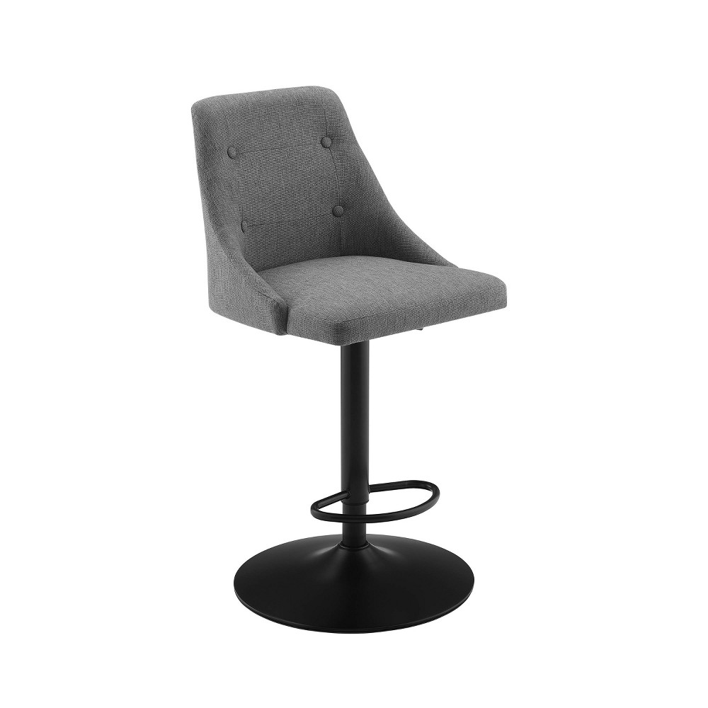 Photos - Chair Marston Adjustable Swivel Seat Barstool Gray - Powell: Gas Lift, 360-Degree, Polyester Upholstery