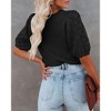 Womens Short Sleeve Lightweight Sweaters Crewneck Knit Pullover Tops with Crochet Sleeve Casual Crochet Blouse Shirt for Spring, Summer - 2 of 4
