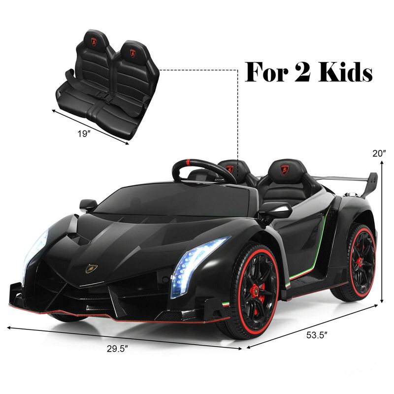 Costway 12V 2-Seater Licensed Lamborghini Kids Ride On Car w/ RC & Swing Function, 3 of 11