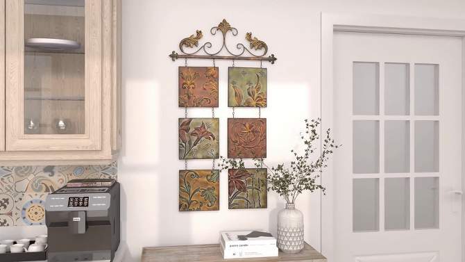 Metal Floral 6 Suspended Panels Wall Decor with Embossed Details - Olivia &#38; May, 2 of 13, play video