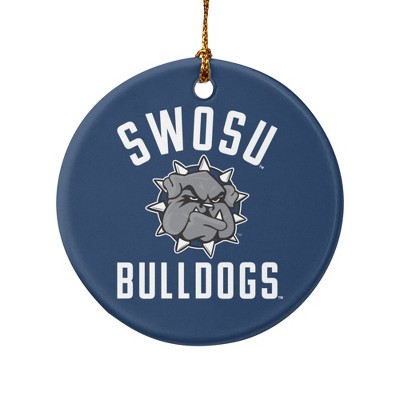 Southwestern Oklahoma State University Bulldogs Logo Porcelain Holiday Christmas Tree Ornament