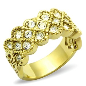 Slickblue Women's Stainless Steel Ring, IP Gold Finish with Clear Synthetic Crystal and Pave Accents, Size 5-10 - 1 of 4