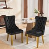 Okak Set of 2 Modern Velvet Tufted Back Dining Chairs with Gold Legs,Armless Upholstered Accent Chairs for Dining Room,Kitchen - 2 of 4