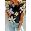I AM A FASHION JUNKY Black Summer Flower Print Round Neck T Shirt - 4 of 4