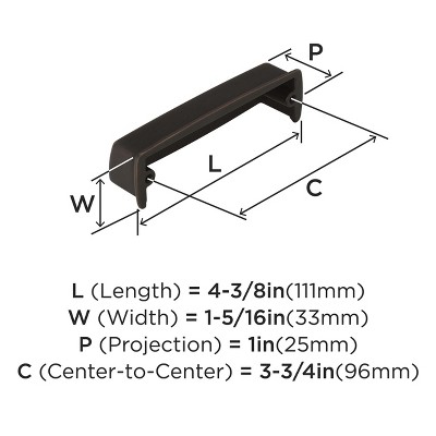 Oil Rubbed Bronze 3-3/4 inch Industrial Cabinet Cup Pull